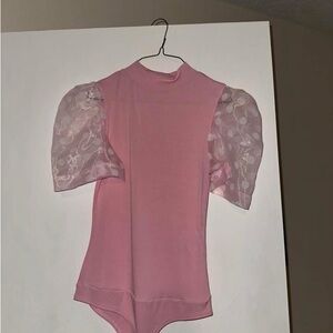 Pink Lily Soft Pink Puff Sleeve Bodysuit